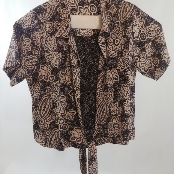 Allen Duuner sz 22W Floral Dk Blue Blouse - Picture 1 of 4